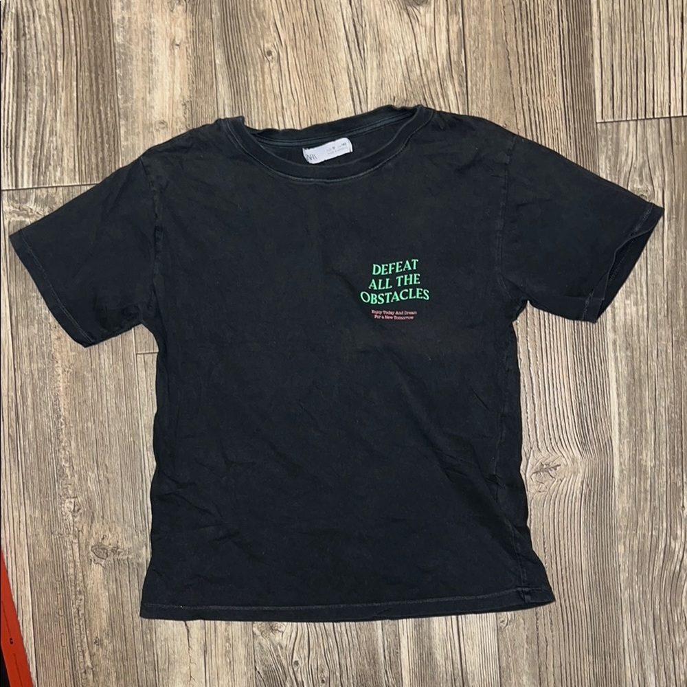 Kid’s Zara washed “vintage style” Charcoal Gray Graphic Tee (Size:10Y)